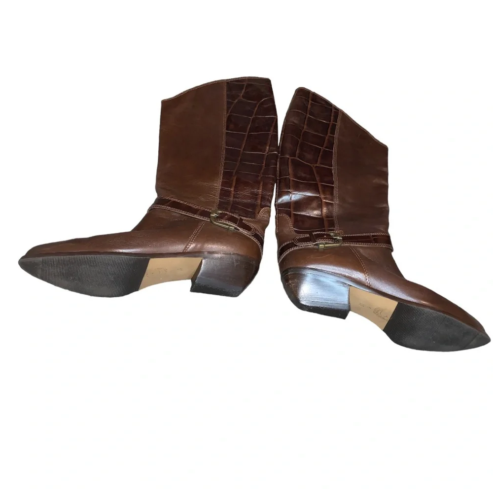 Bandolino Made In Italy Brown Upper Leather Boots, Size 8M - Picture 14 of 16